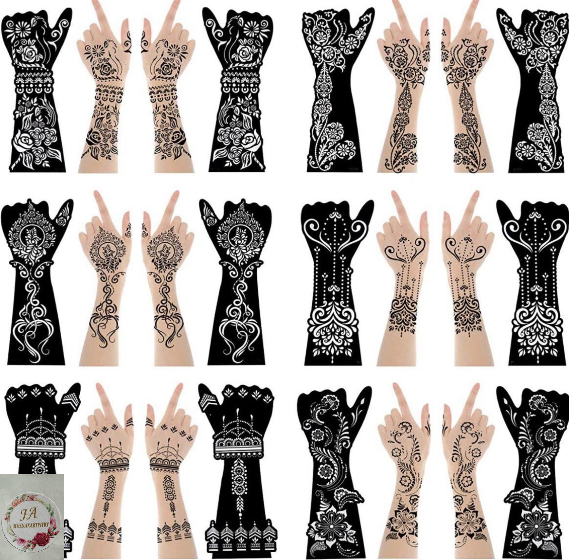 Large Henna Tattoo Mehndi Stencils