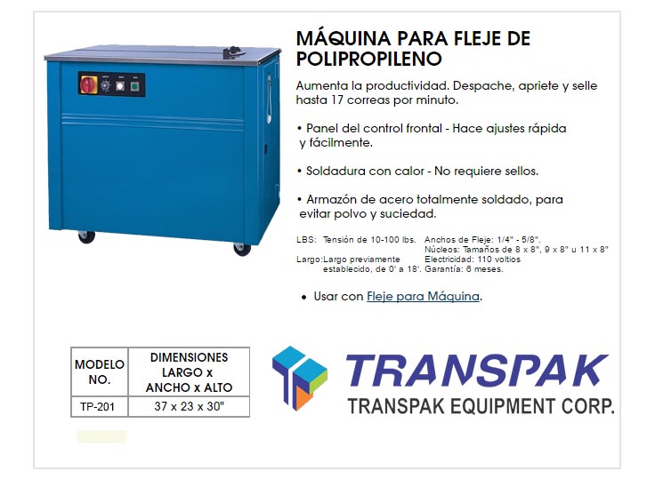 Flejadora TP-201 en operación