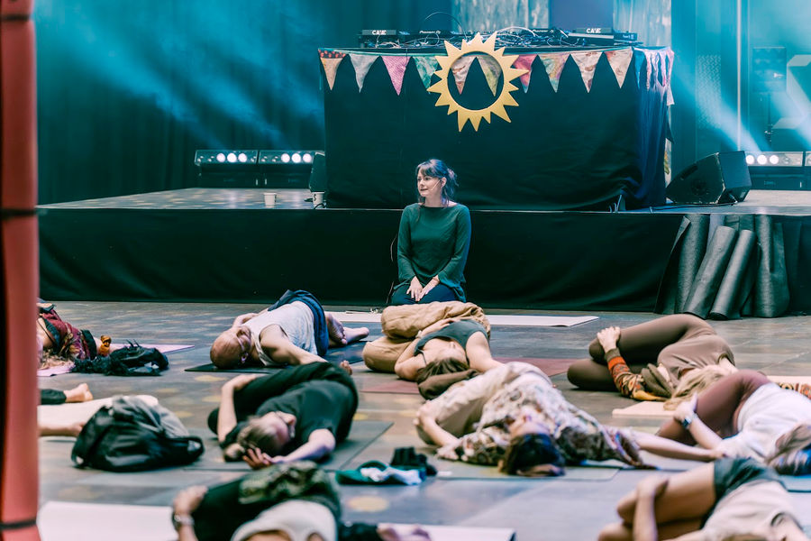 Everyone resting on the floor at the end