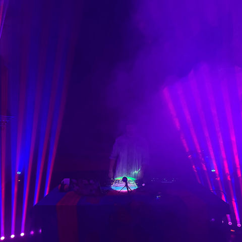 Light beams in the church during the dance