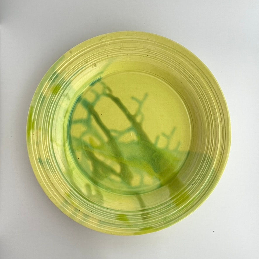 Plate - Splatter Blue and Green on Yellow 11"