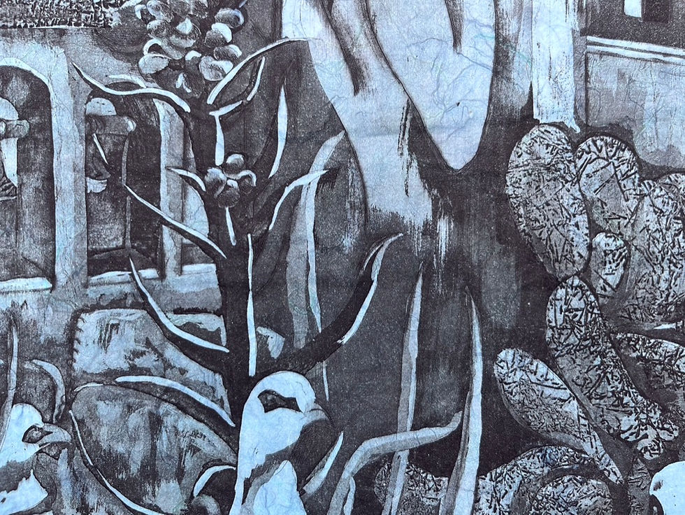 Thumbnail: Print, Etching - "I Will Dream", Black on Blue Unryu