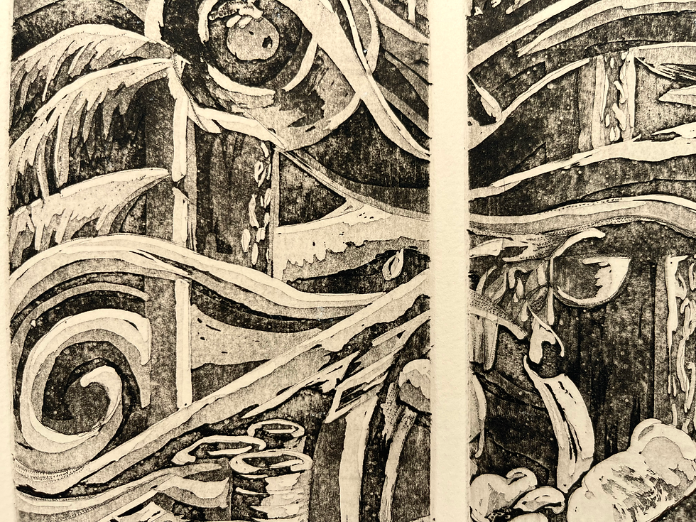 Thumbnail: Print, Etching - "Wagon Wheel", Black on Cream