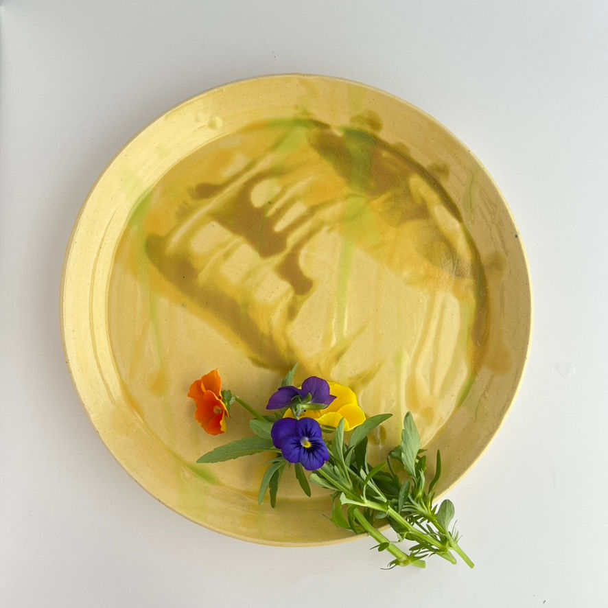 Thumbnail: Plate - Splatter Ocher and Yellow on Yellow 9"