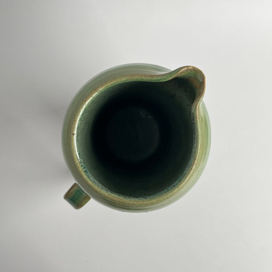 Thumbnail: Pitcher - Wide Neck, Olive and Turquoise 7"