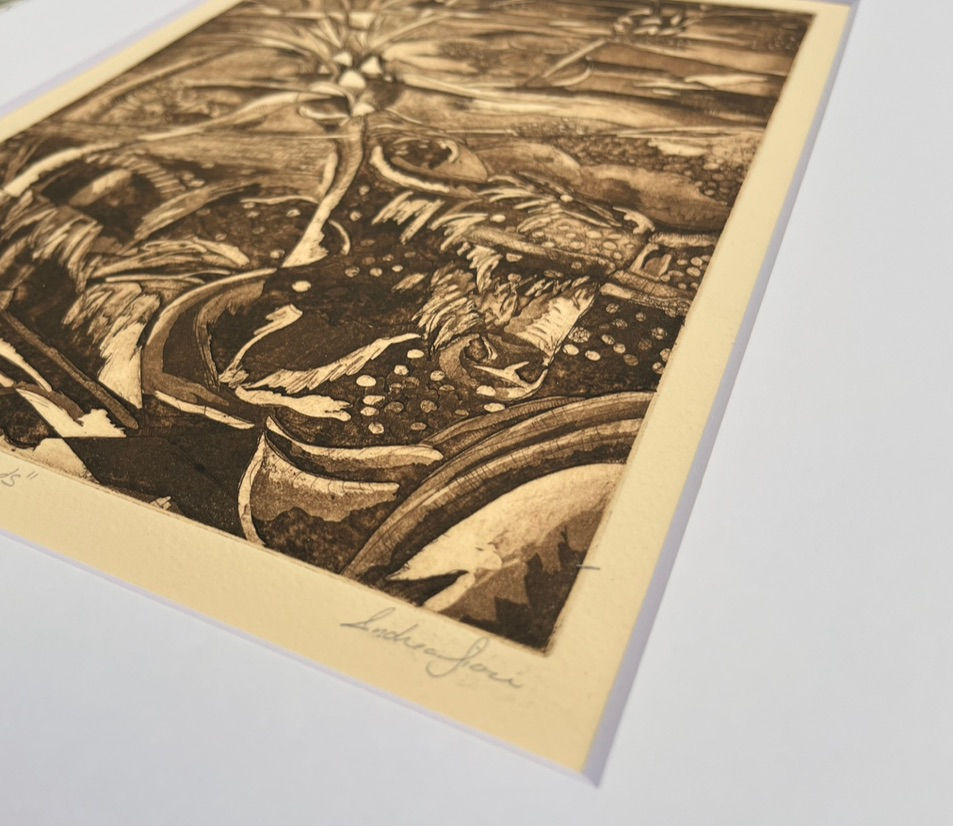 Thumbnail: Print, Etching - "Highlands", Sepia on Cream