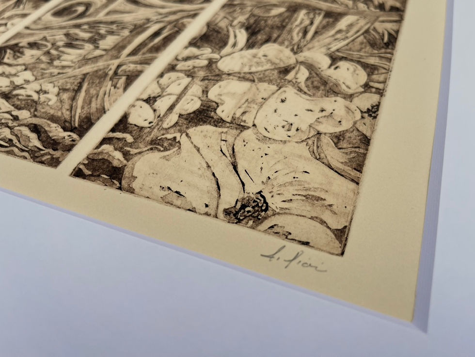 Thumbnail: Print, Etching - "Wagon Wheel", Sepia on Cream