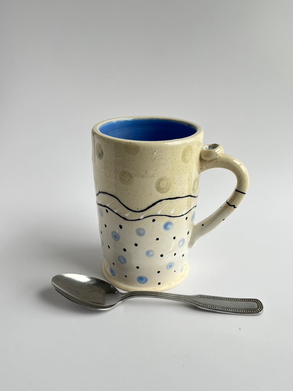 Thumbnail: Mug - Decorated Dots in Blue