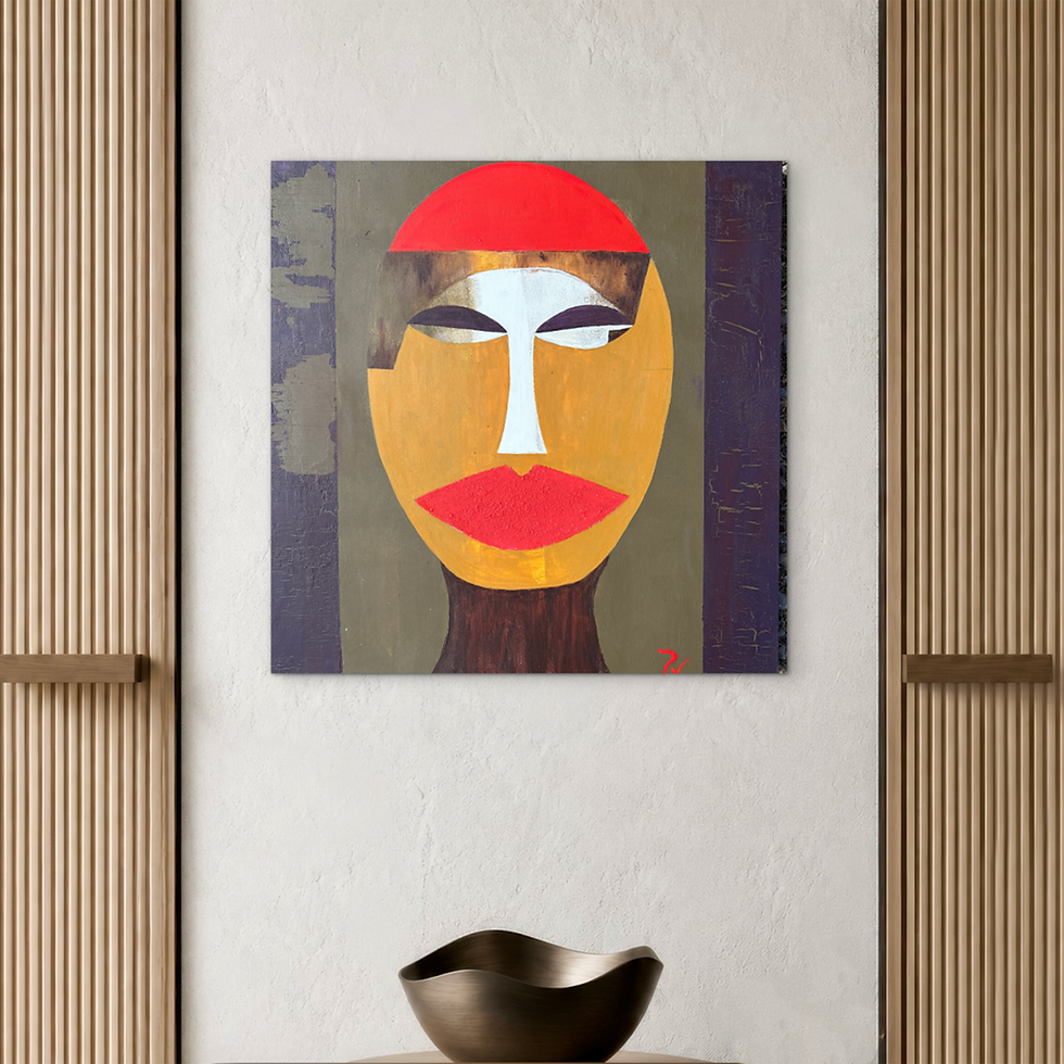 Miniatura: 5e Cara en lila inacabada 60x60