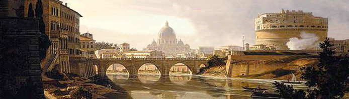Vista del Tevere con Castel Sant'Angelo e San Pietro sullo sfondo