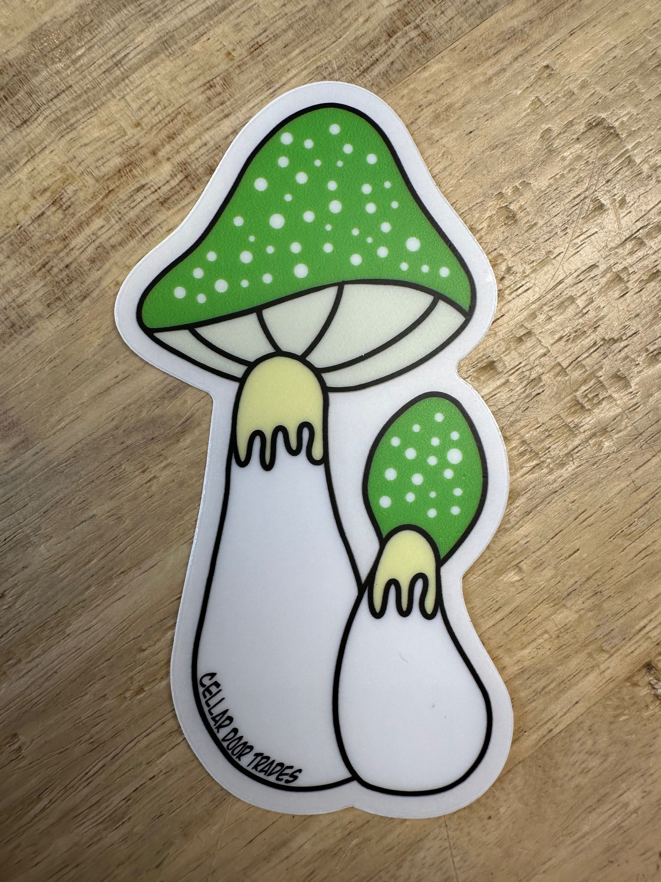 Green Amanita Mushroom Sticker (clear) 4"