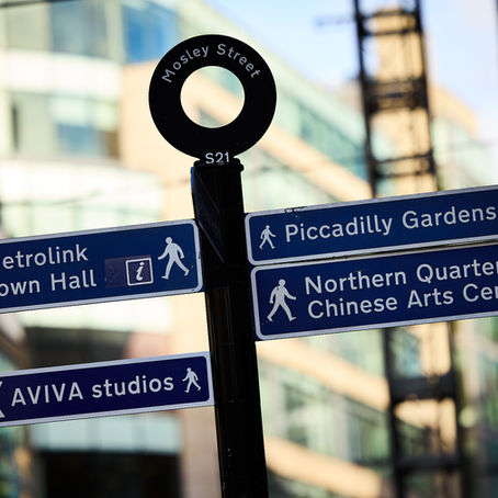 Direction signs in Manchester City centre