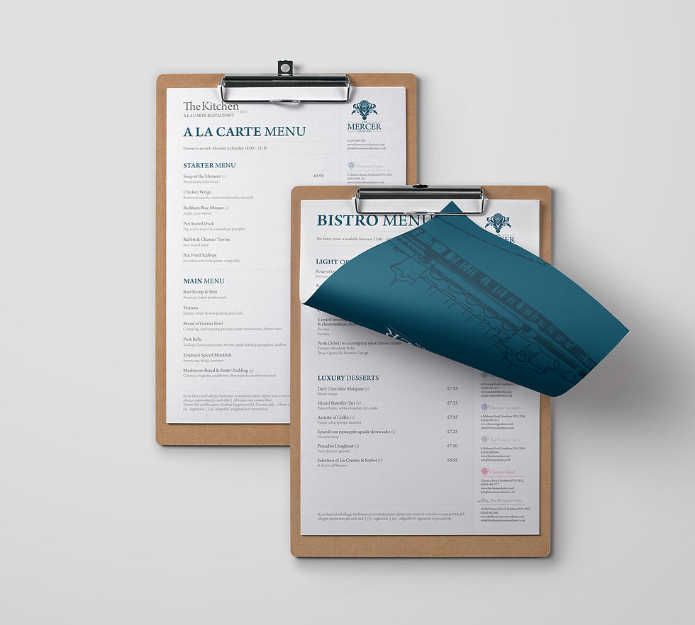 The Mercer Collection Bistro Menu