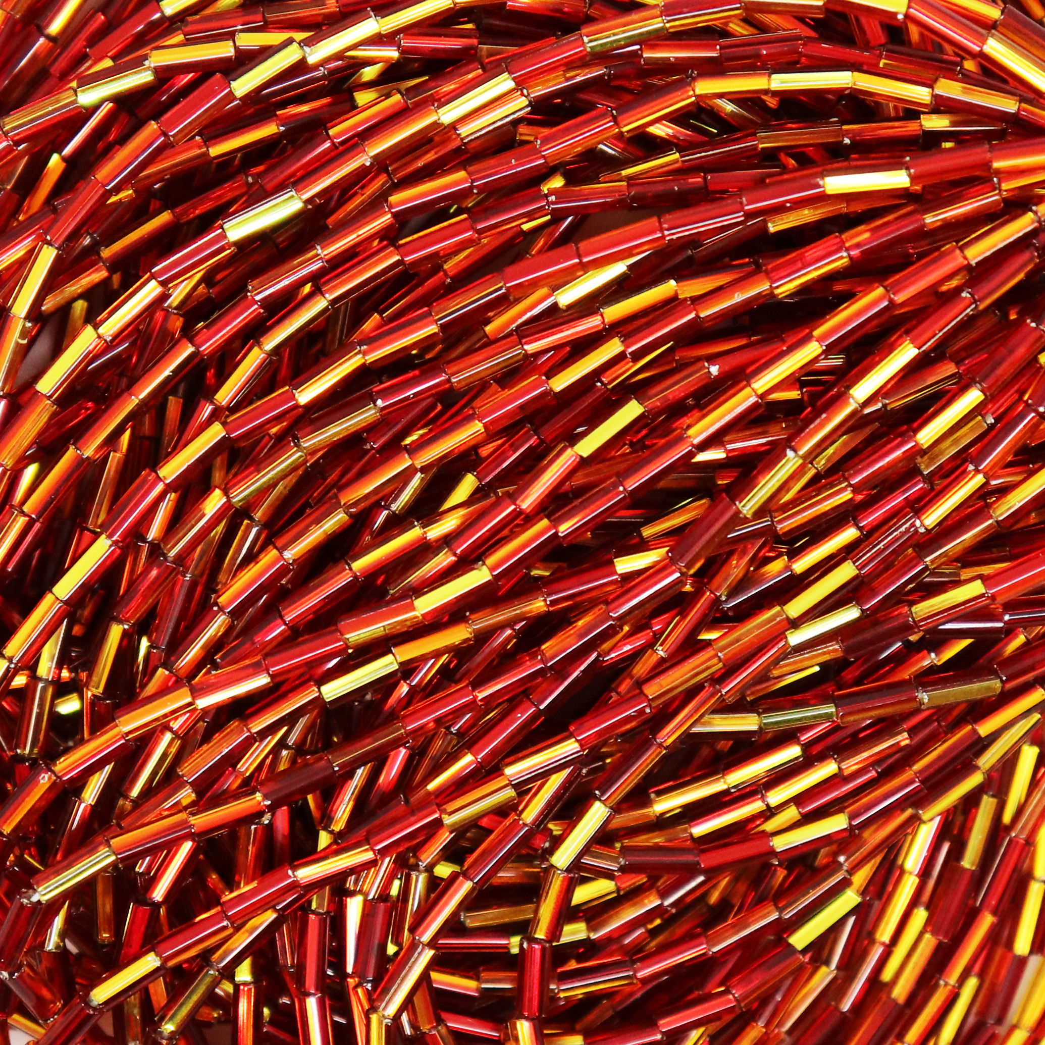 Bugle Bead#2(4.7mm)-Fire Opal Transparent Silver Lined