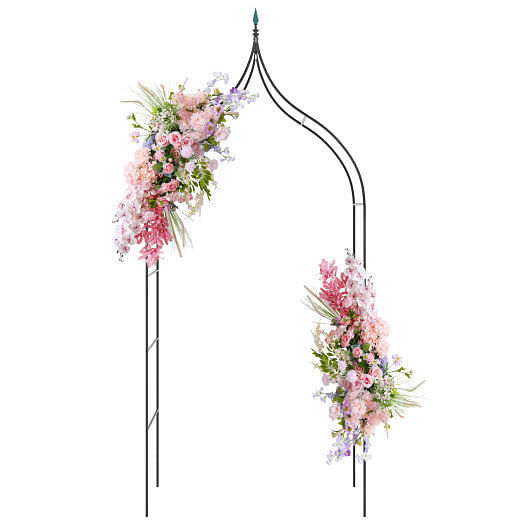 Thumbnail: 9.5 Feet Decorative Metal Garden Arch for Vine Rose Climbing Wedding Ceremony Pa