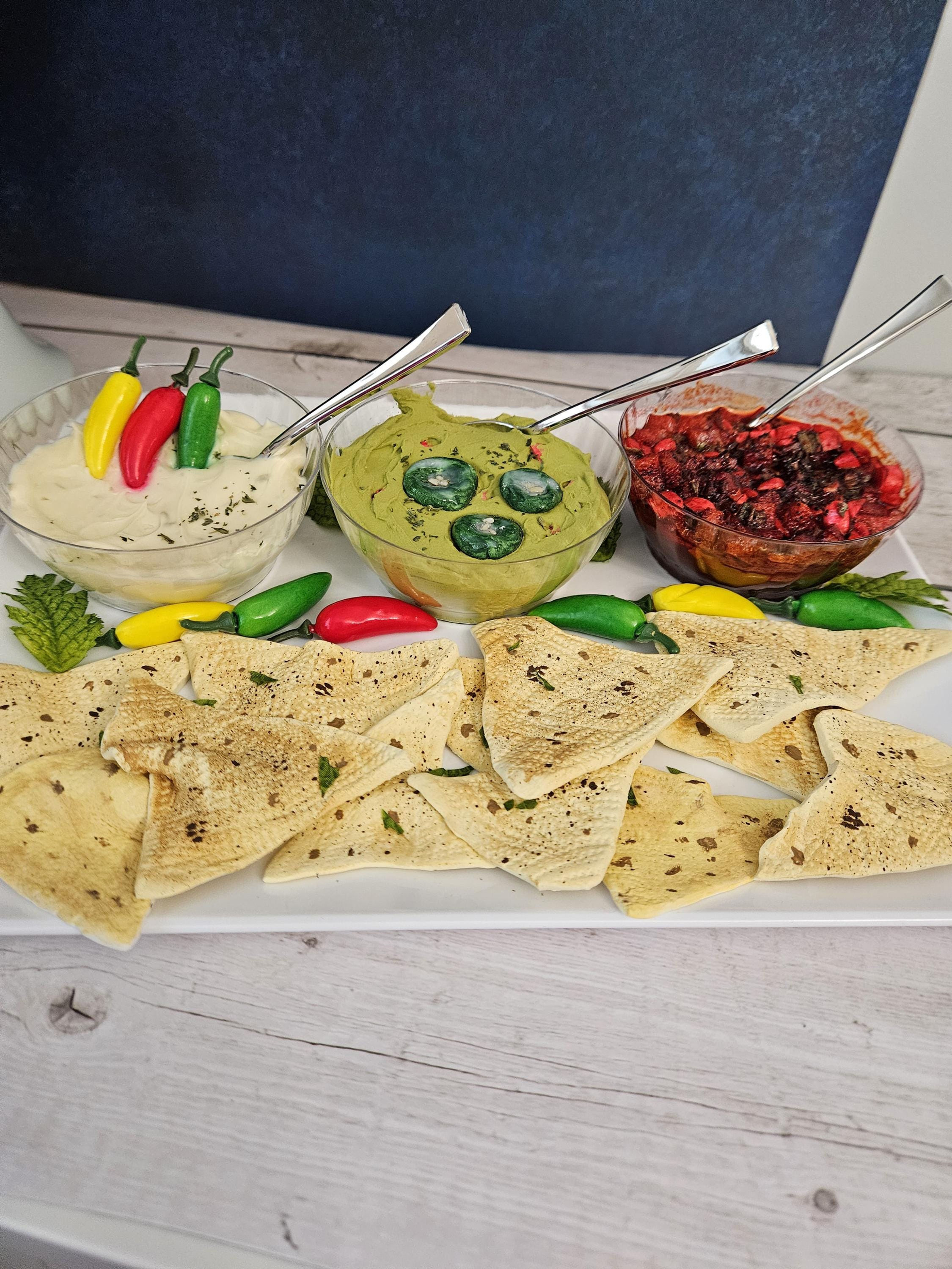 Fake Chip and Dip Tray, Faux Food Display