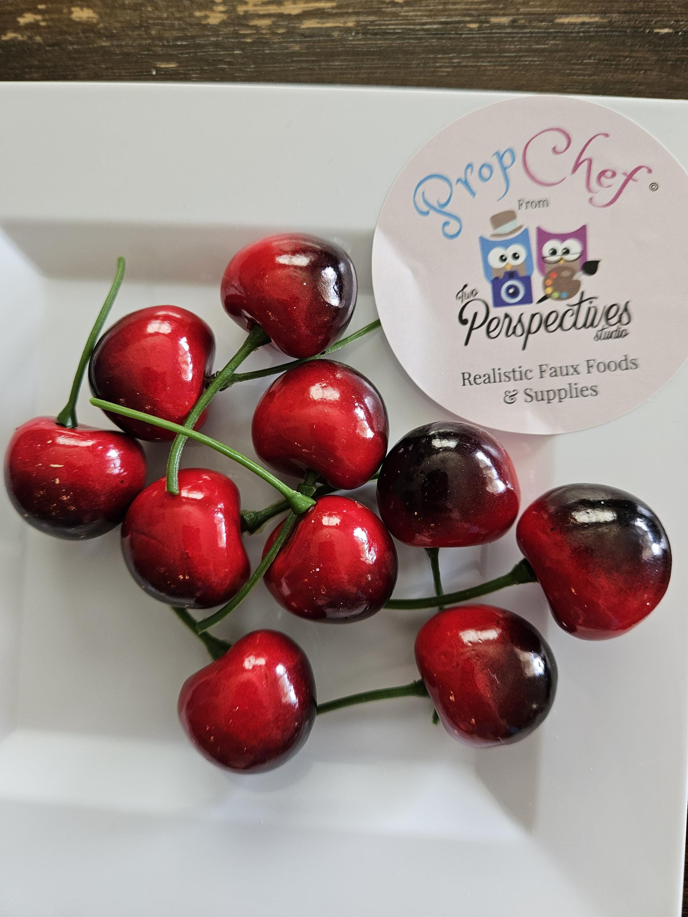 Realistic Dark Faux Cherries: Food Display, Fake Baking (10 Pack)