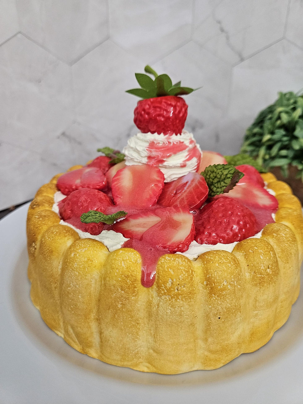 Thumbnail: Fake Strawberry Shortcake Prop Food, Lady Finger Crust Display Cake