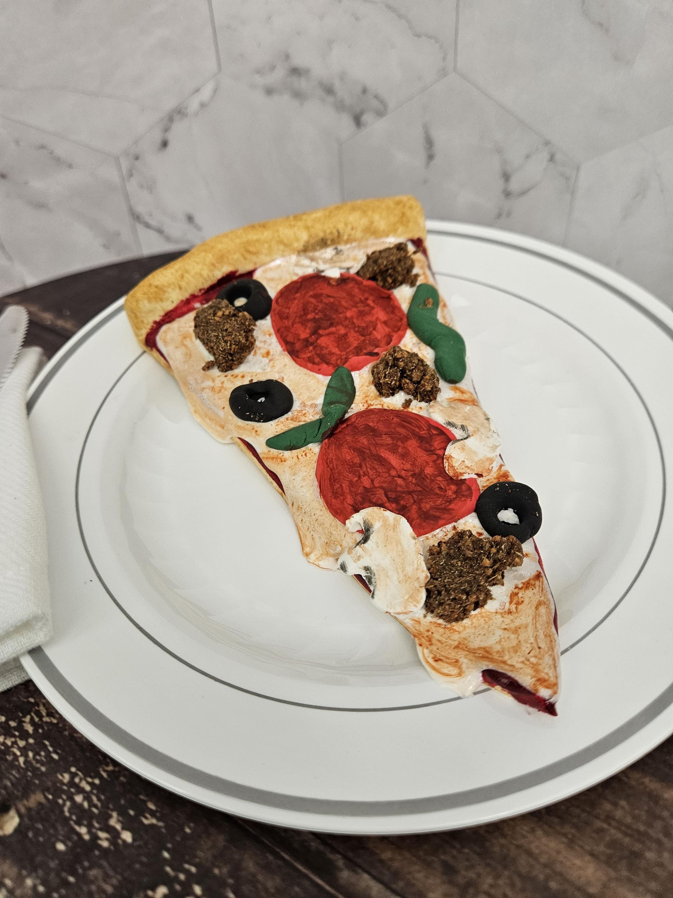 Fake Pizza Slice with Toppings: Realistic Food Prop