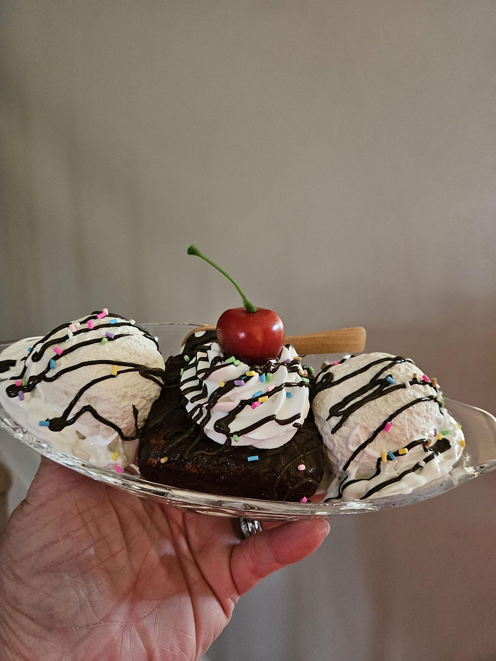 Fake Brownie Sundae with Ice Cream