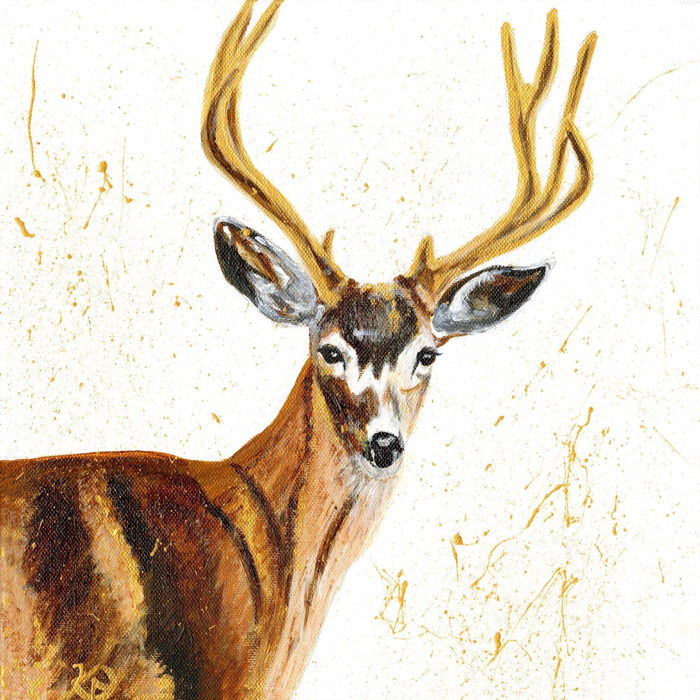 Winter Stag 2 with Gold Gesso