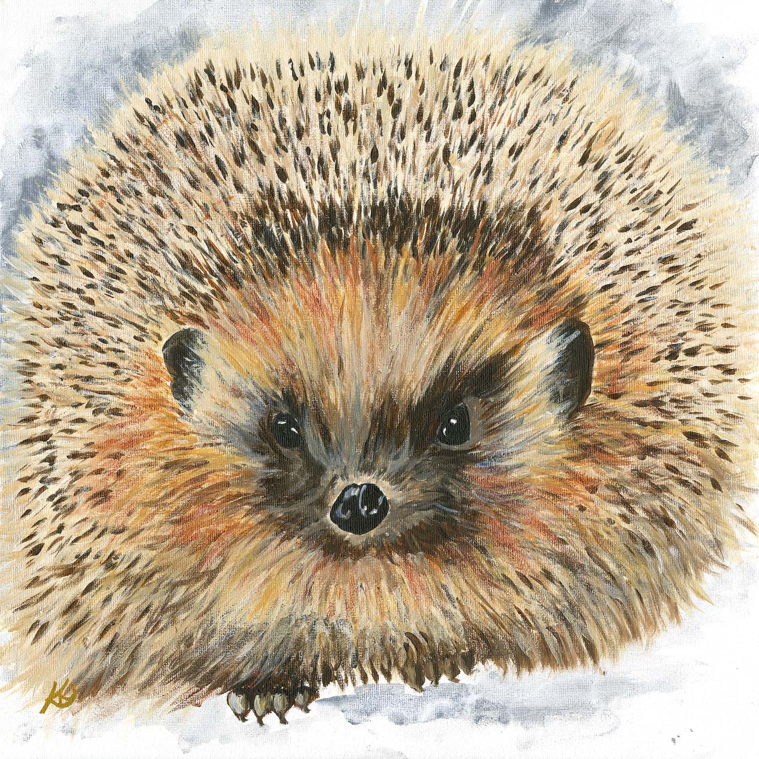 Darling autumn hedgehog, acrylic on canv