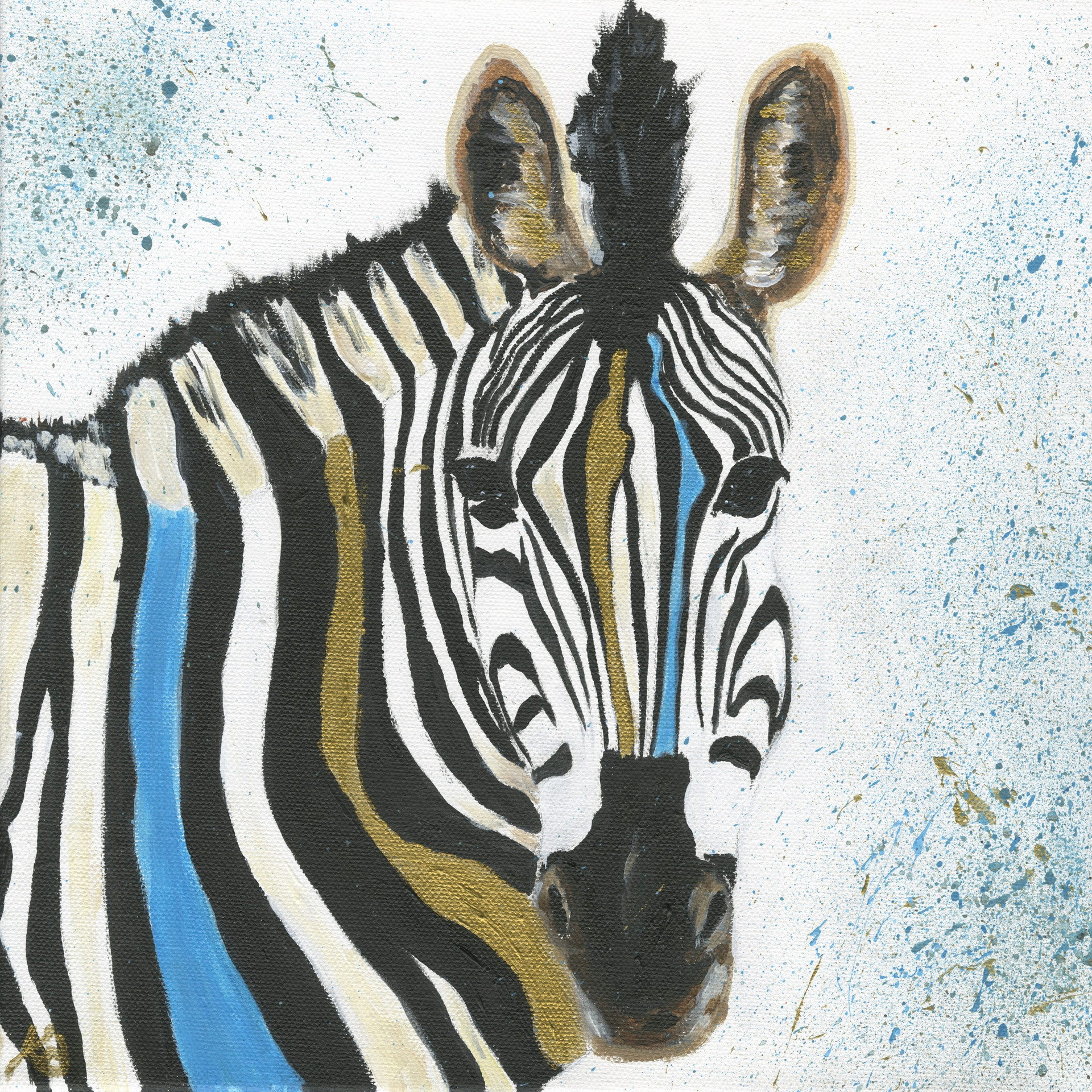 Turquoise and Gold Zebra