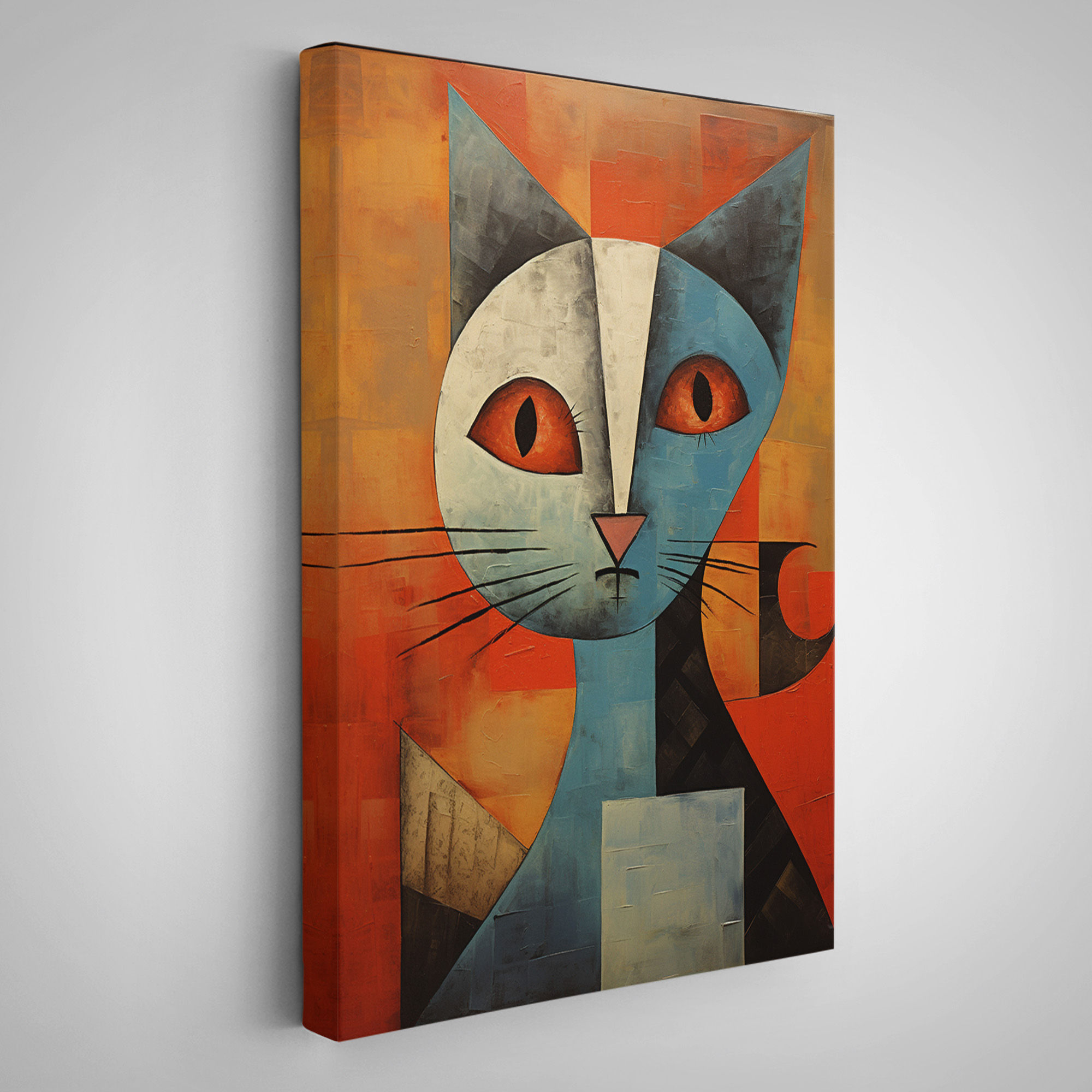 Pablo Picasso Tarzı - Soyut Renkli Kedi Tablo