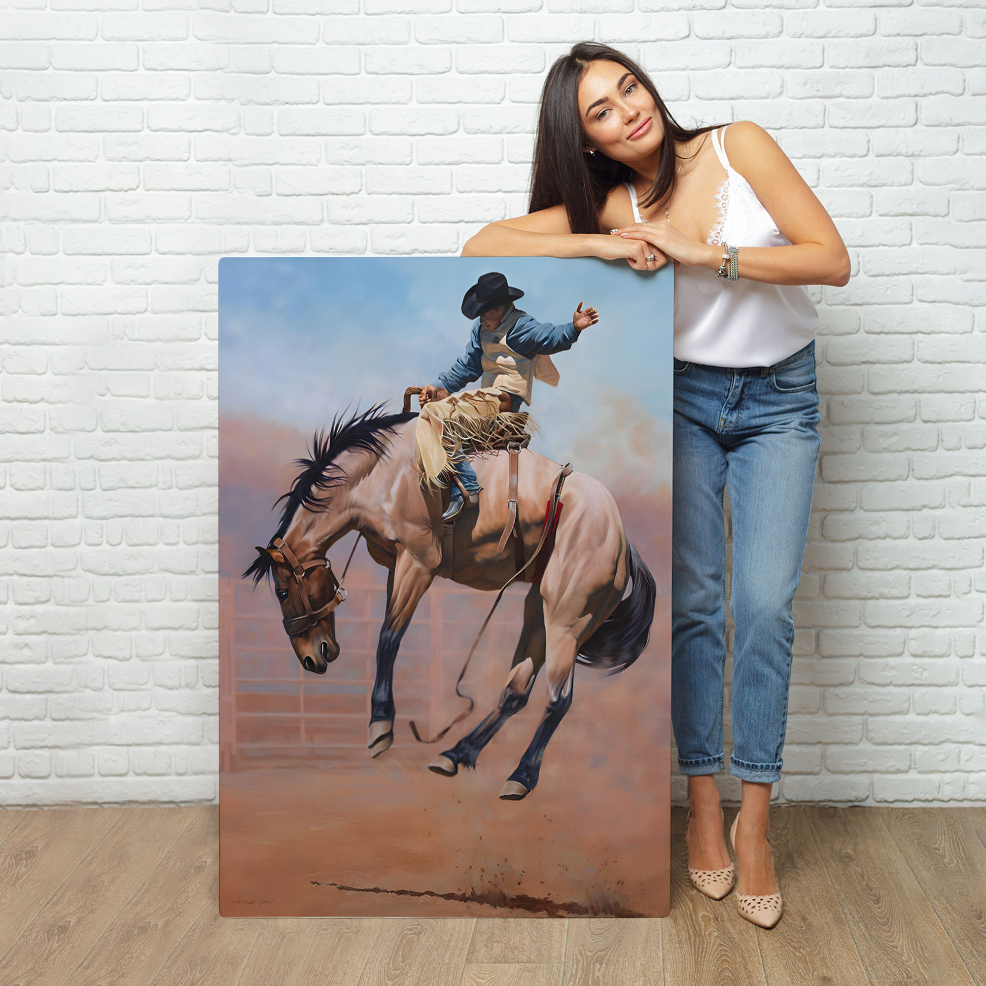 Zıplayan Atı İle Kovboy Tablosu