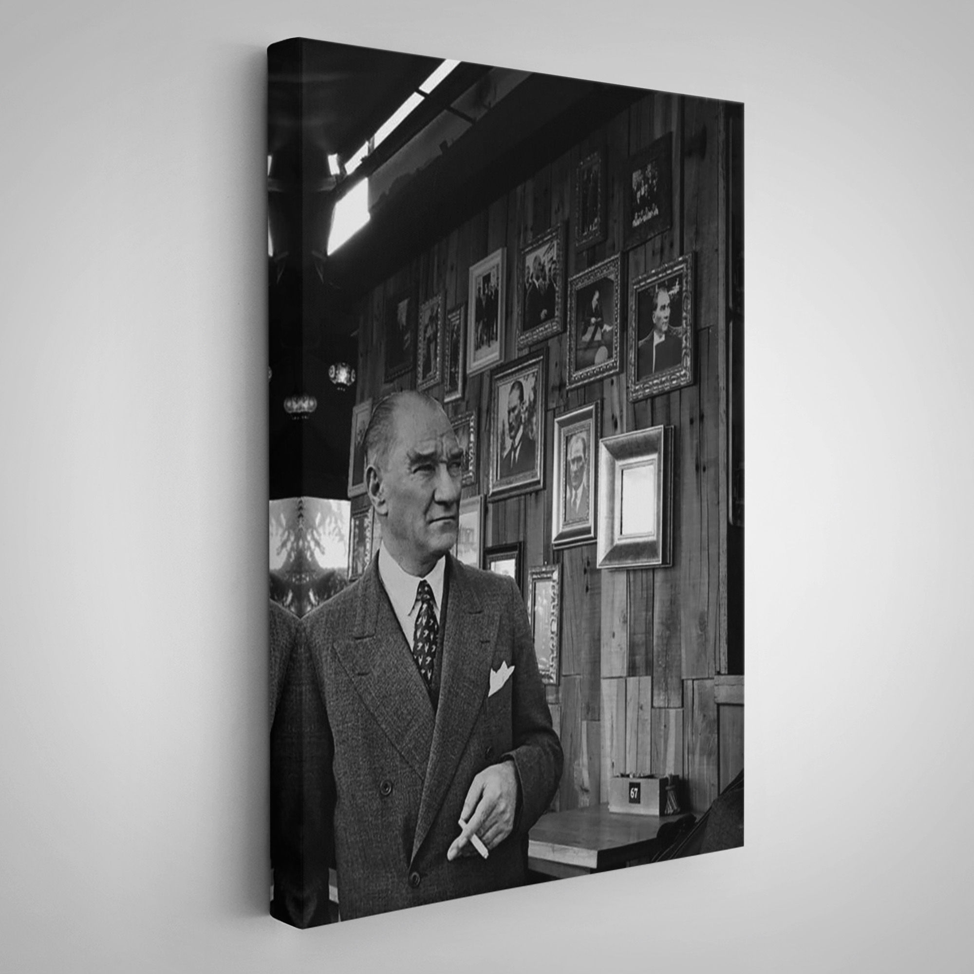 Atatürk Portre Tablosu Mustafa Kemal Atatürk Dikdörtgen Dekoratif Kanvas Tablo