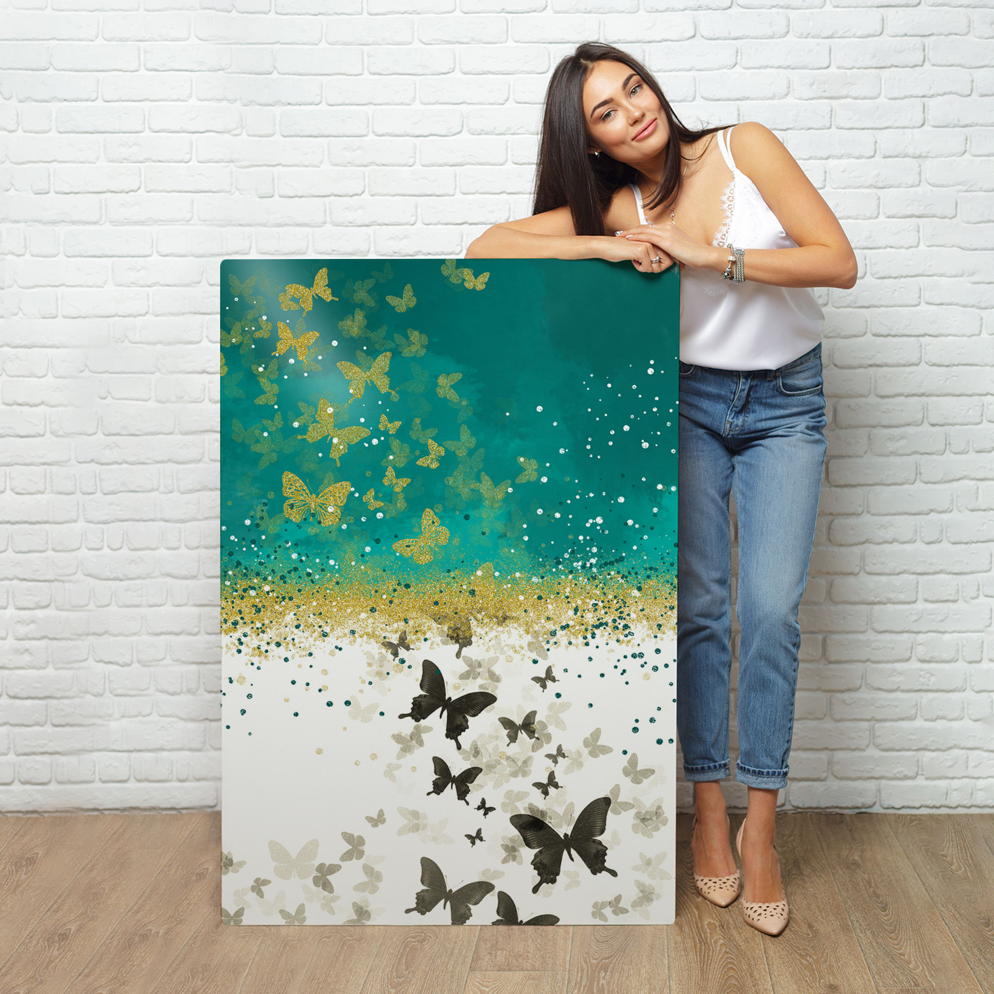 Altın ve Siyah Kelebekler Duvar Tablosu