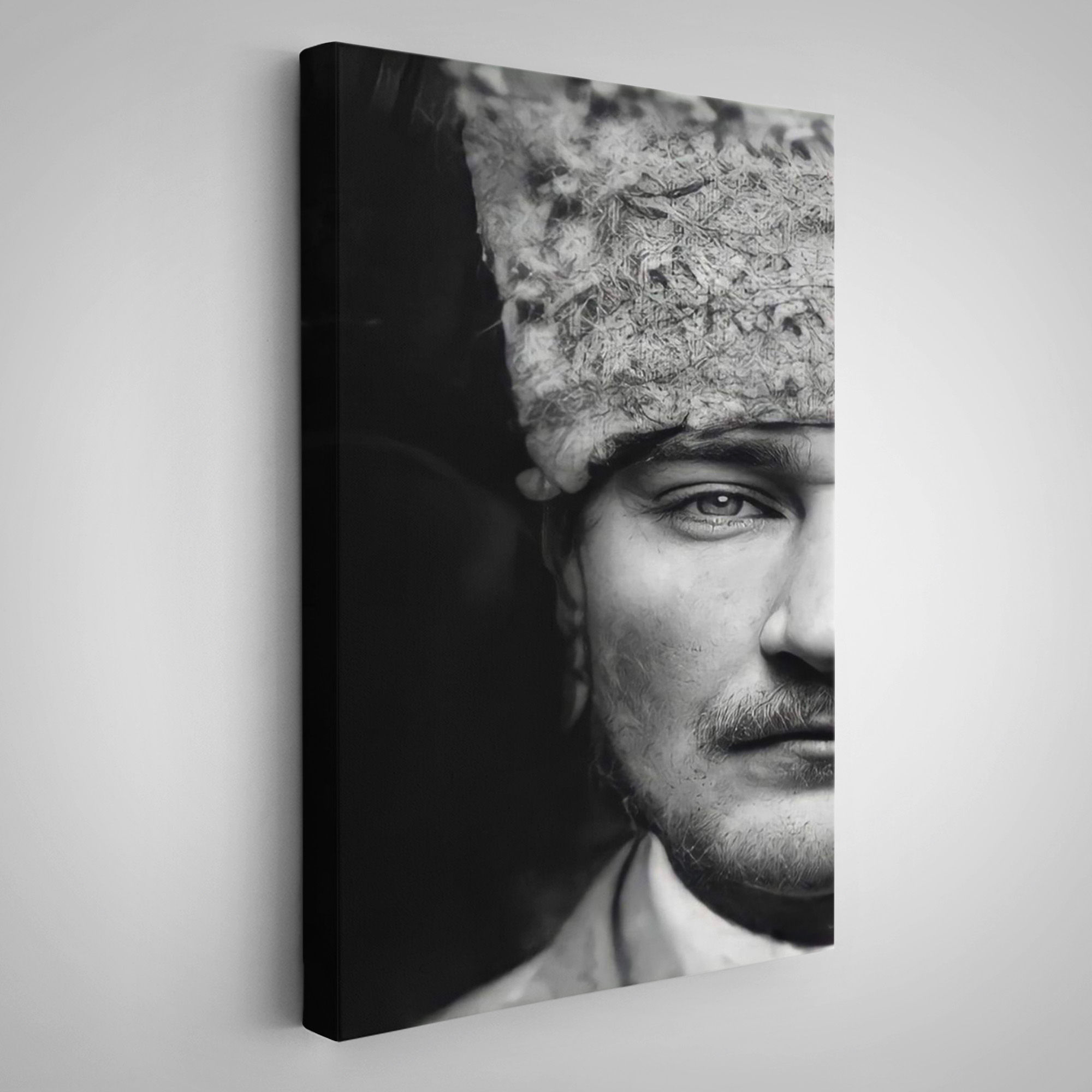 Atatürk Portre Tablosu Mustafa Kemal Atatürk Dikdörtgen Dekoratif Kanvas Tablo