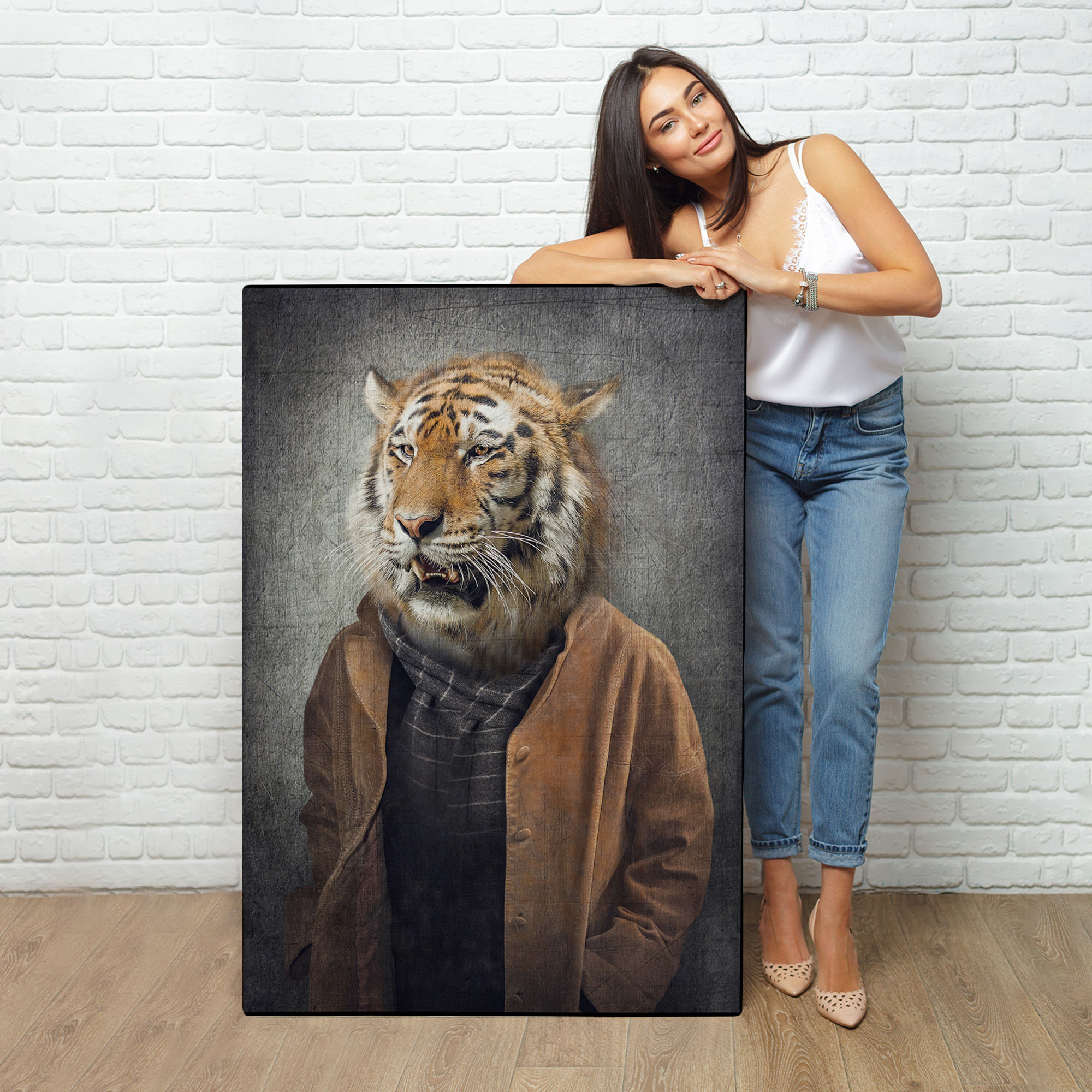 Kaplan Kafalı İnsan Kanvas Tablo