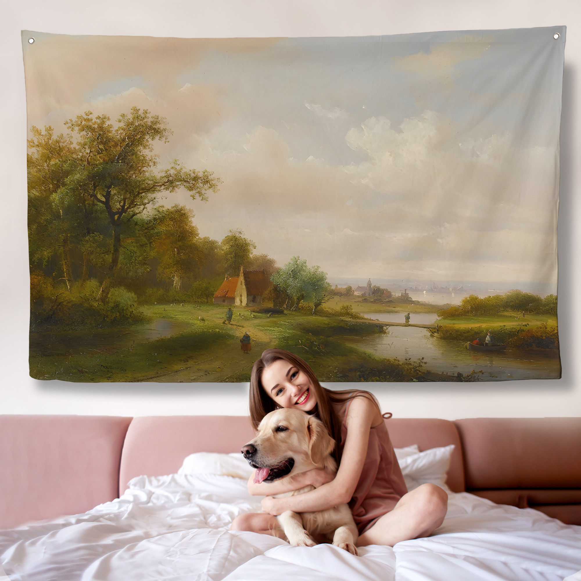 Ortaçağ Rusyası Köy Evi Manzarası Örtüsü