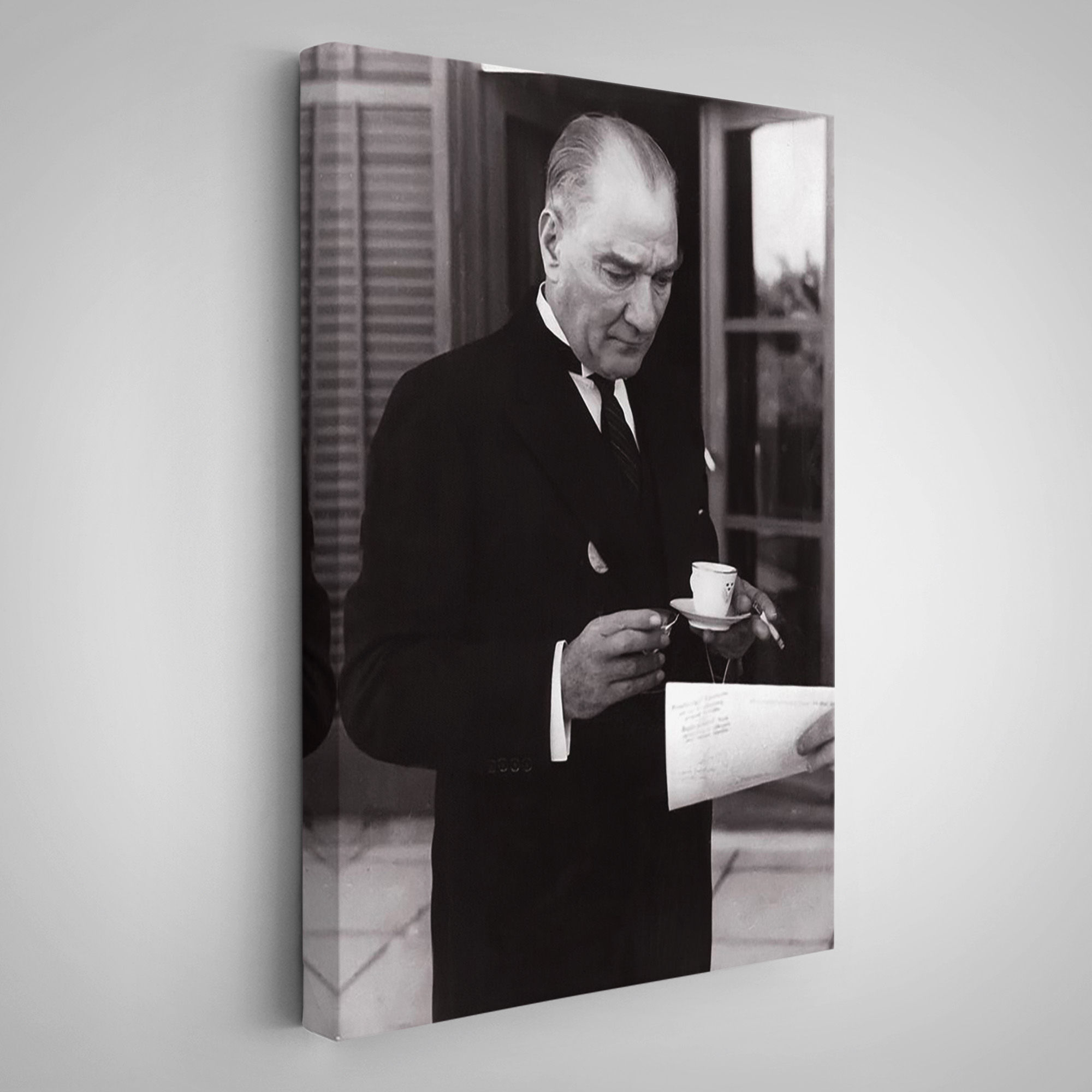 Atatürk Portre Tablosu Mustafa Kemal Atatürk Dikdörtgen Dekoratif Kanvas Tablo