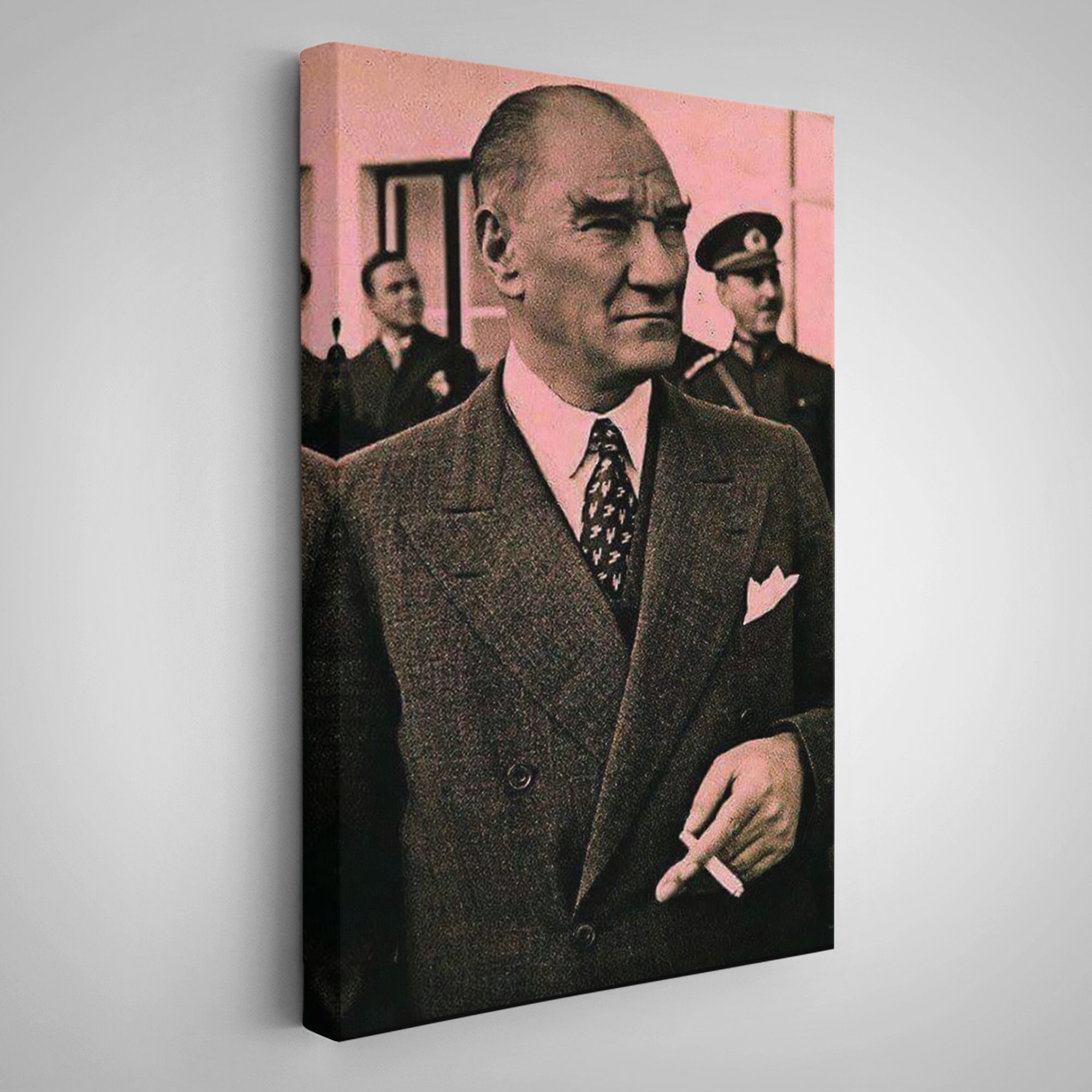 Atatürk Portre Tablosu Mustafa Kemal Atatürk Dikdörtgen Dekoratif Kanvas Tablo