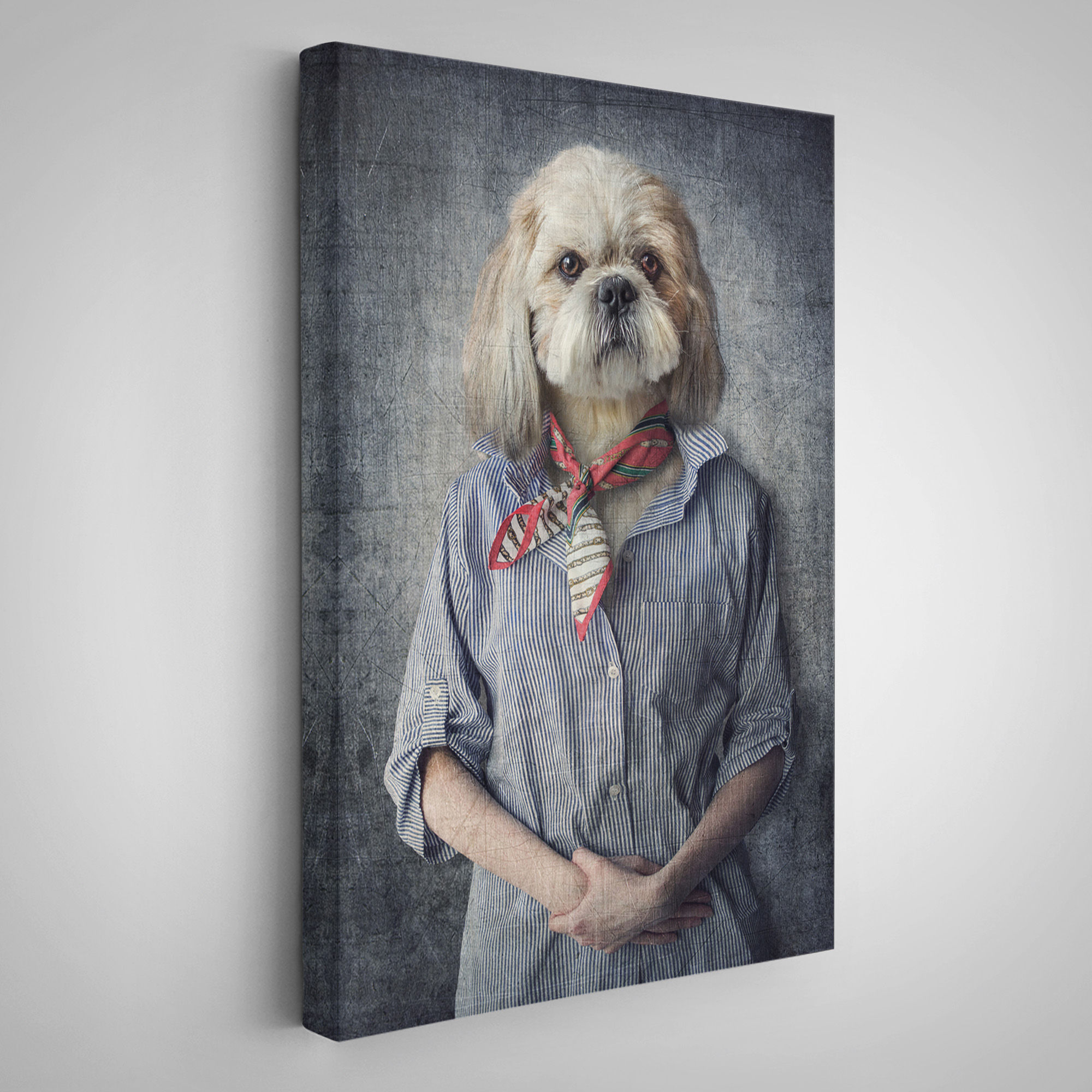 Köpek Kafalı İnsan Kanvas Tablo