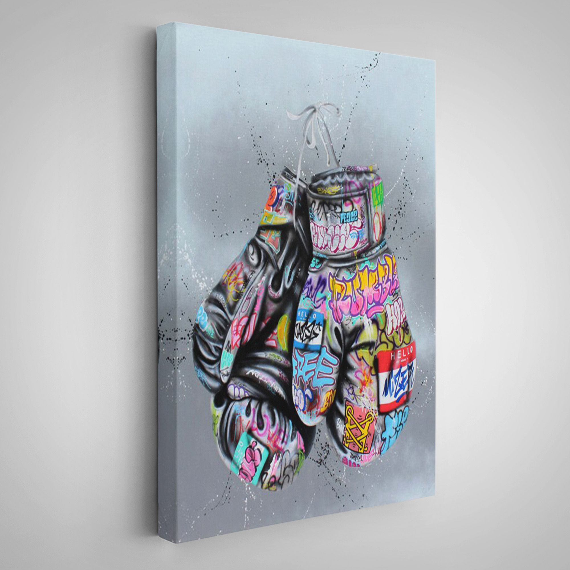 Boks Eldivenleri Kanvas Tablo, Renkli Banksy Sokak Graffiti Kanvas Tablo