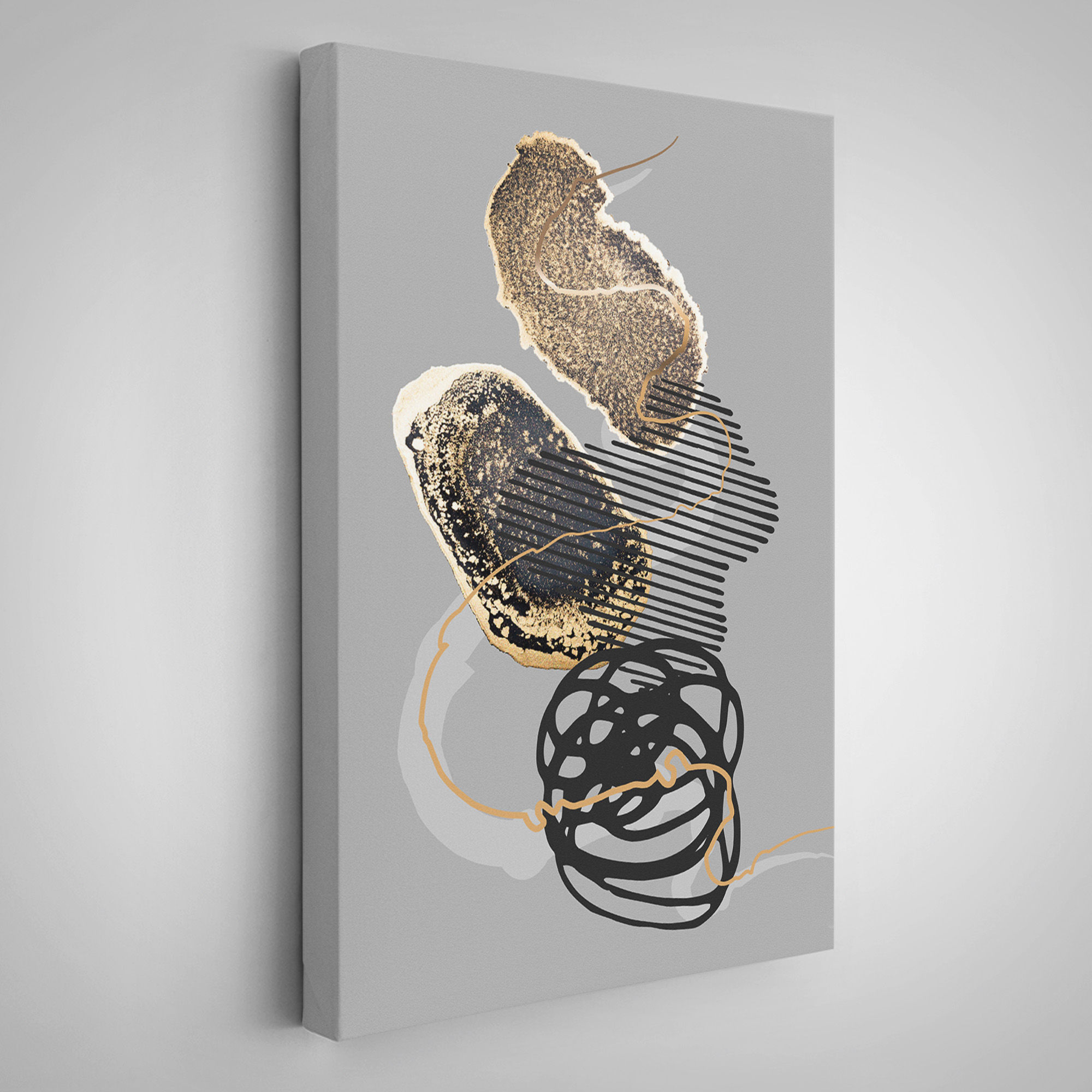 Geometrik Formda Mürekkep ve Alkol Elementli Kanvas Tablo