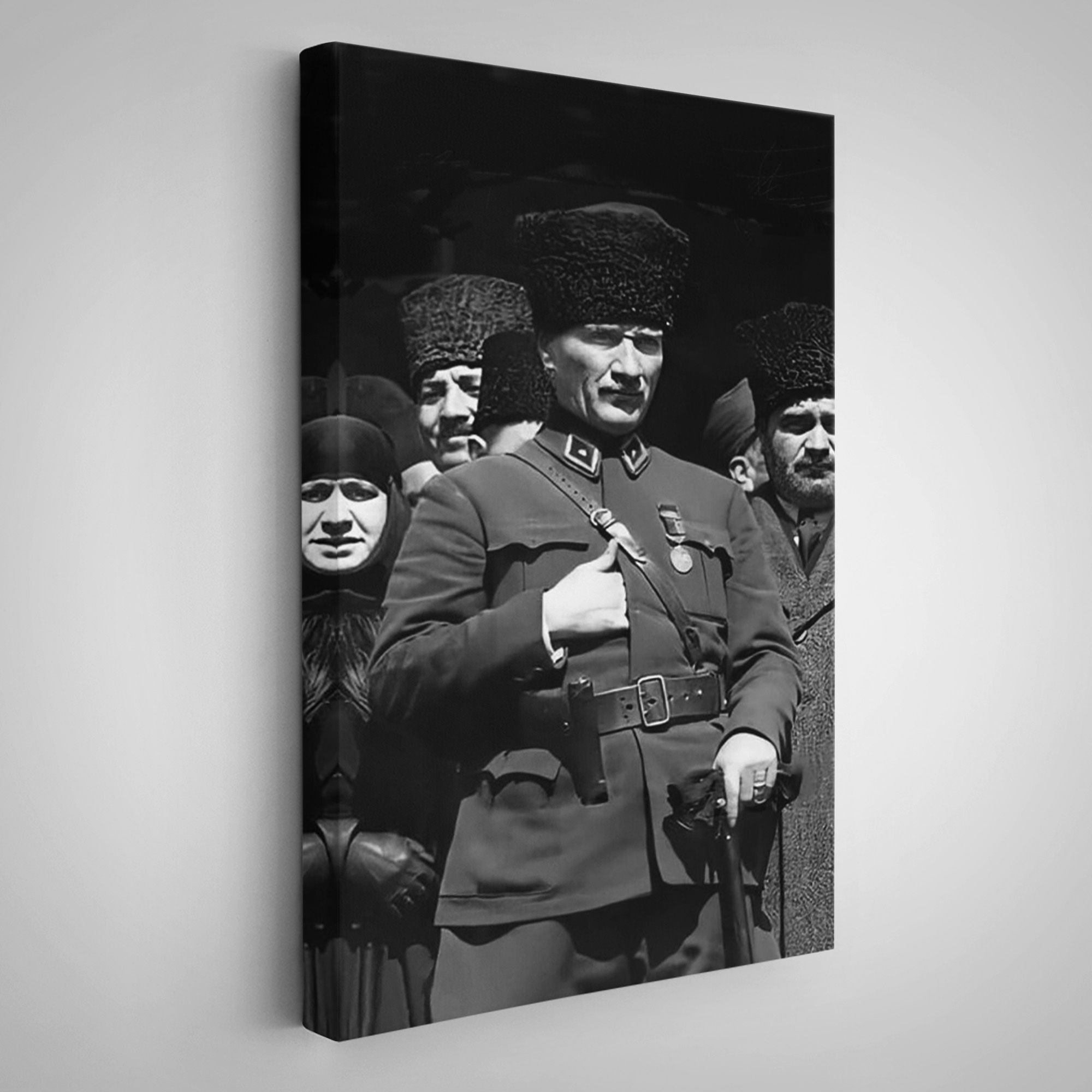 Atatürk Portre Tablosu Mustafa Kemal Atatürk Dikdörtgen Dekoratif Kanvas Tablo
