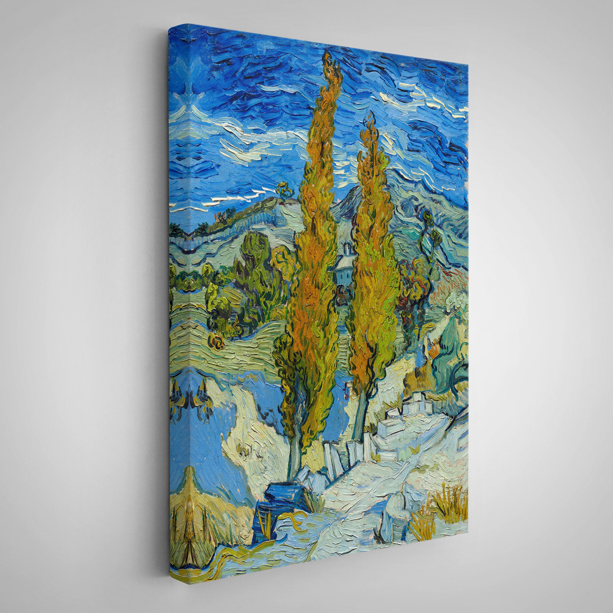 Vincent van Gogh -Saint-Rémy yakınlarındaki Alpilles'de İki Kavak Tablo