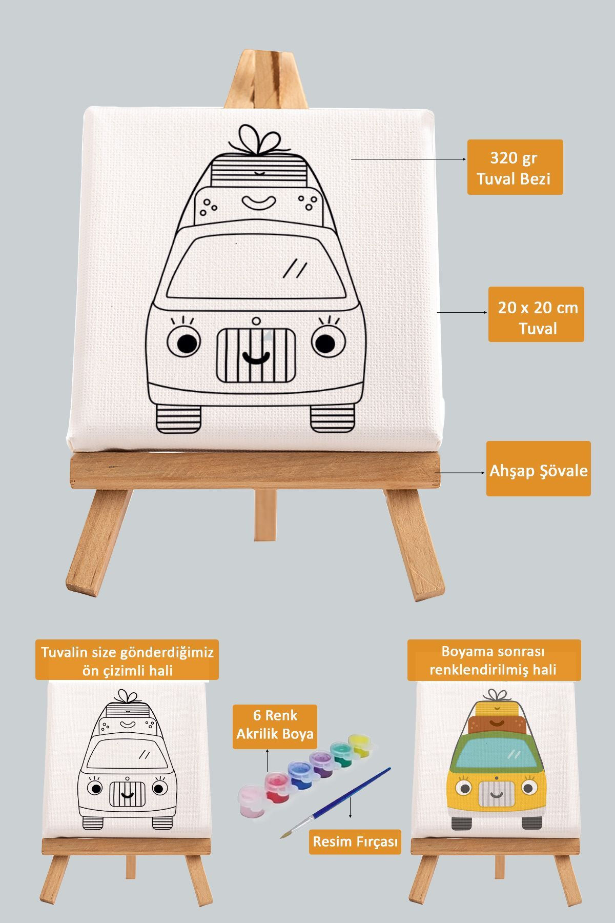 Sevimli Karavan, Çocuk Eğitici Tuval Boyama Hobi Seti