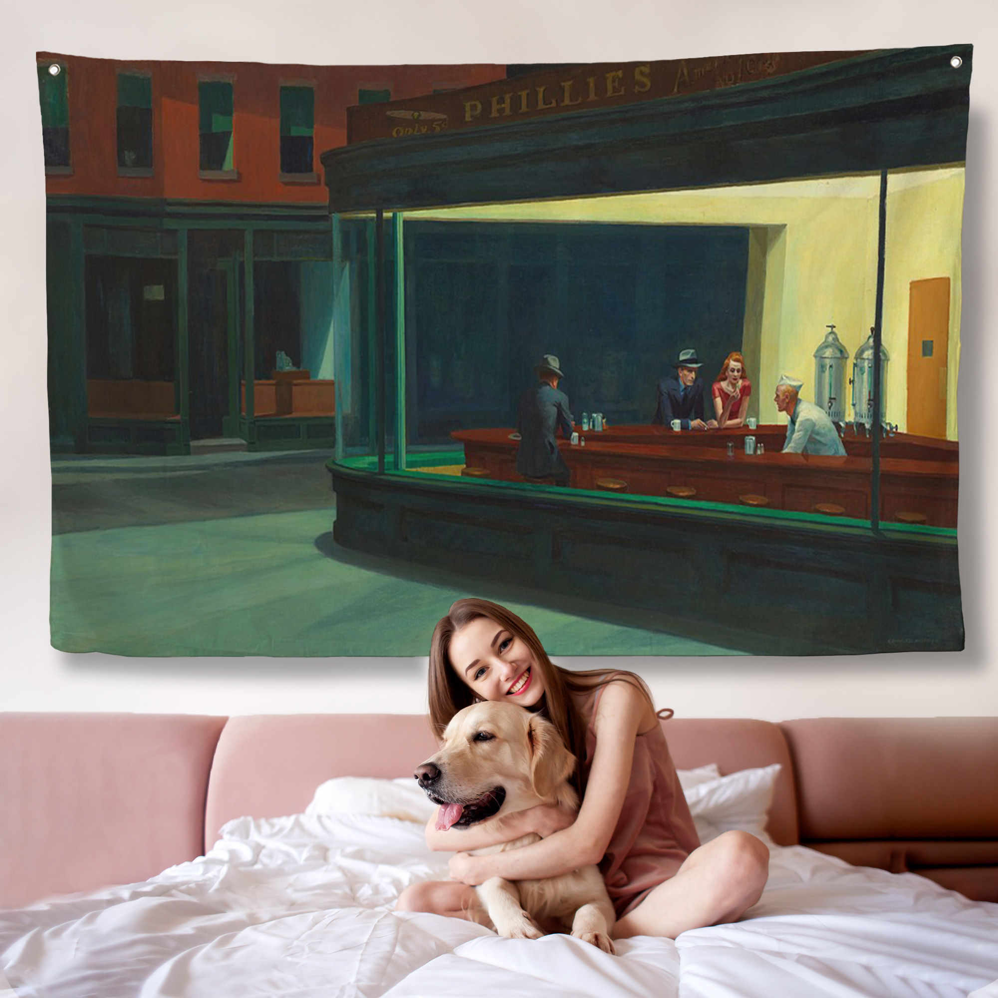 Edward Hopper'un Gecekuşları Eseri Kanvas Örtüsü