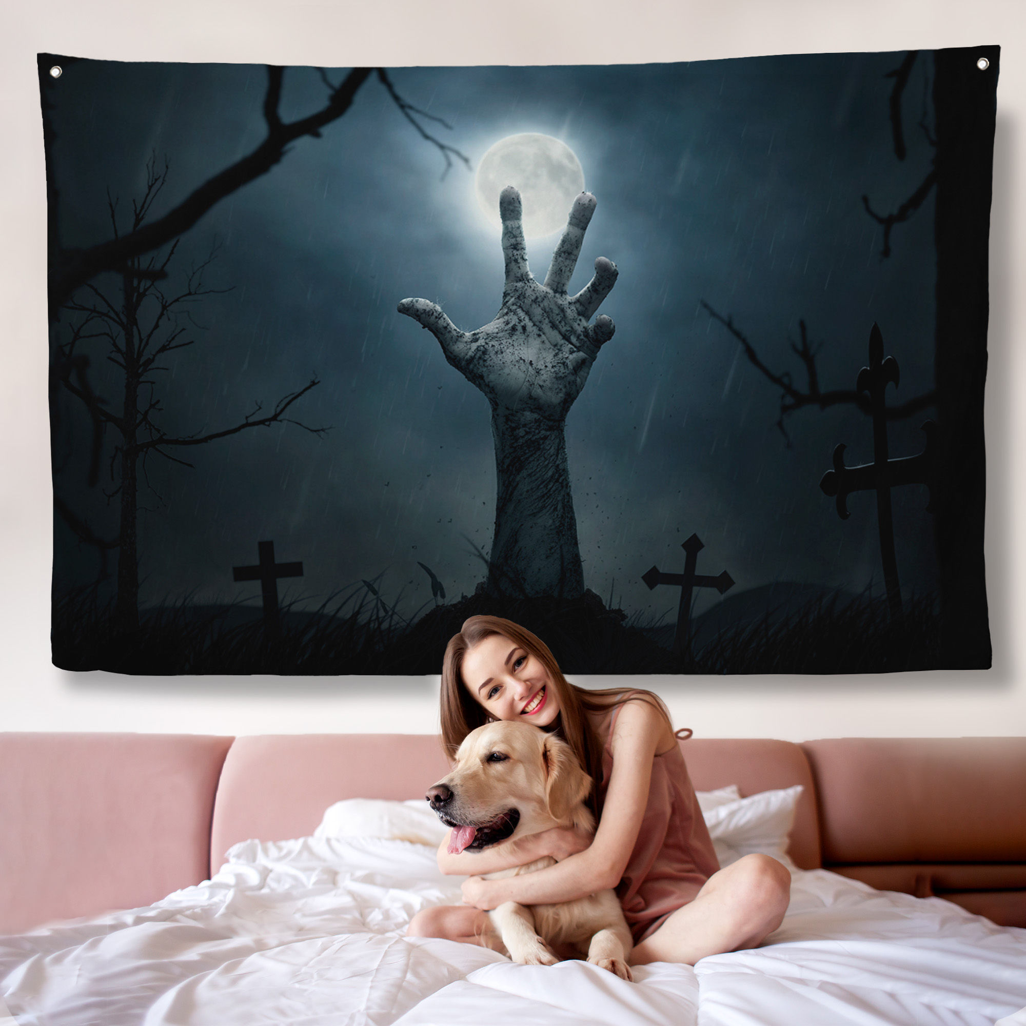 Cadılar Bayramı Mezarlık Diriliş El Duvar Örtüsü