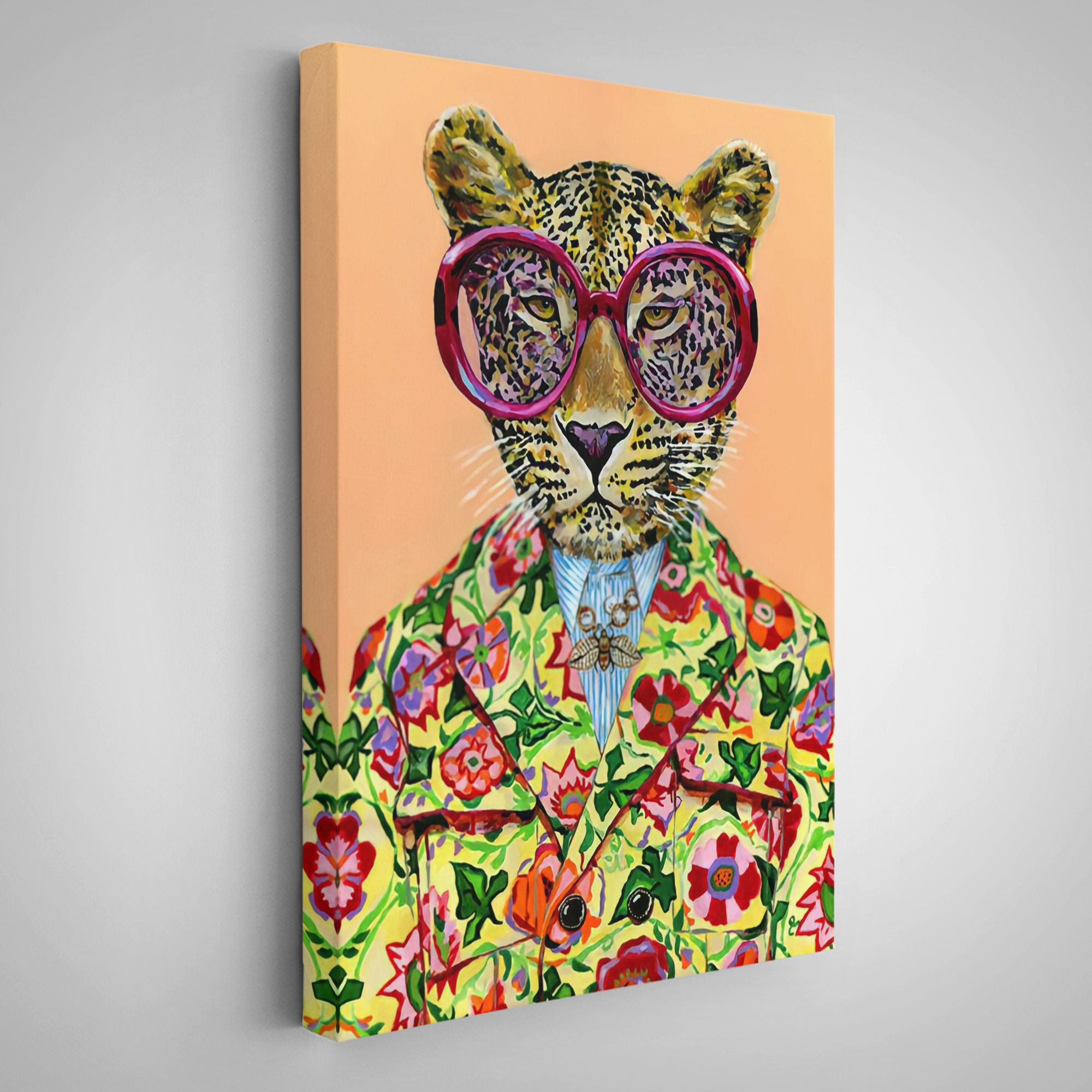 Kokoş Leopar, Çiçek Taçlı Sosyetik Leopar Tablosu