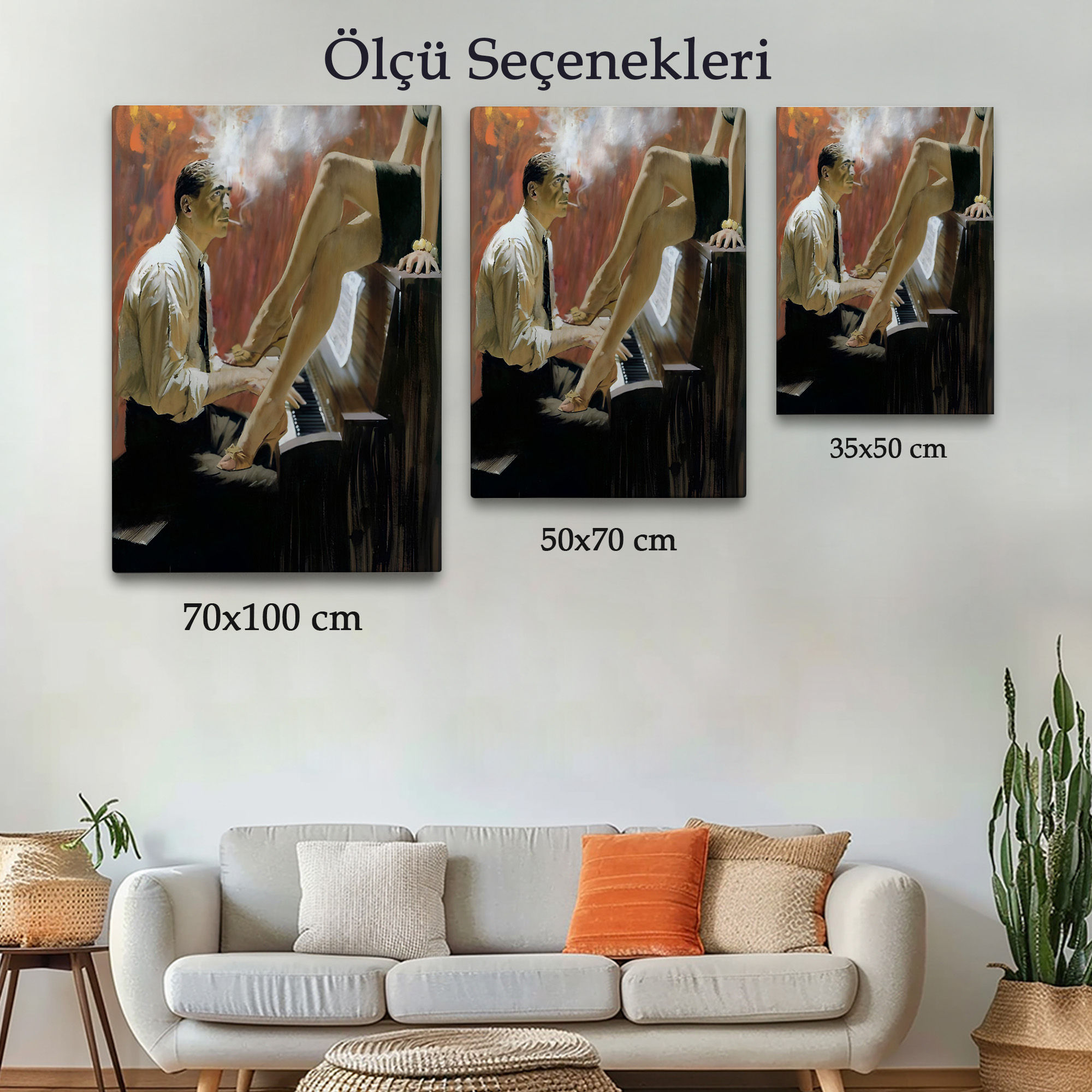 Piyano Çalan Adam Ve Kadın Duvar Tablosu