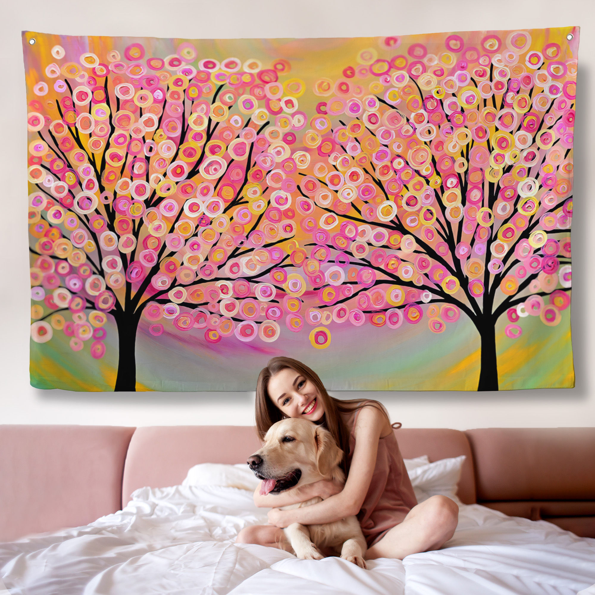 Sürreal Ağaçtaki Renkler Senfonisi Örtüsü