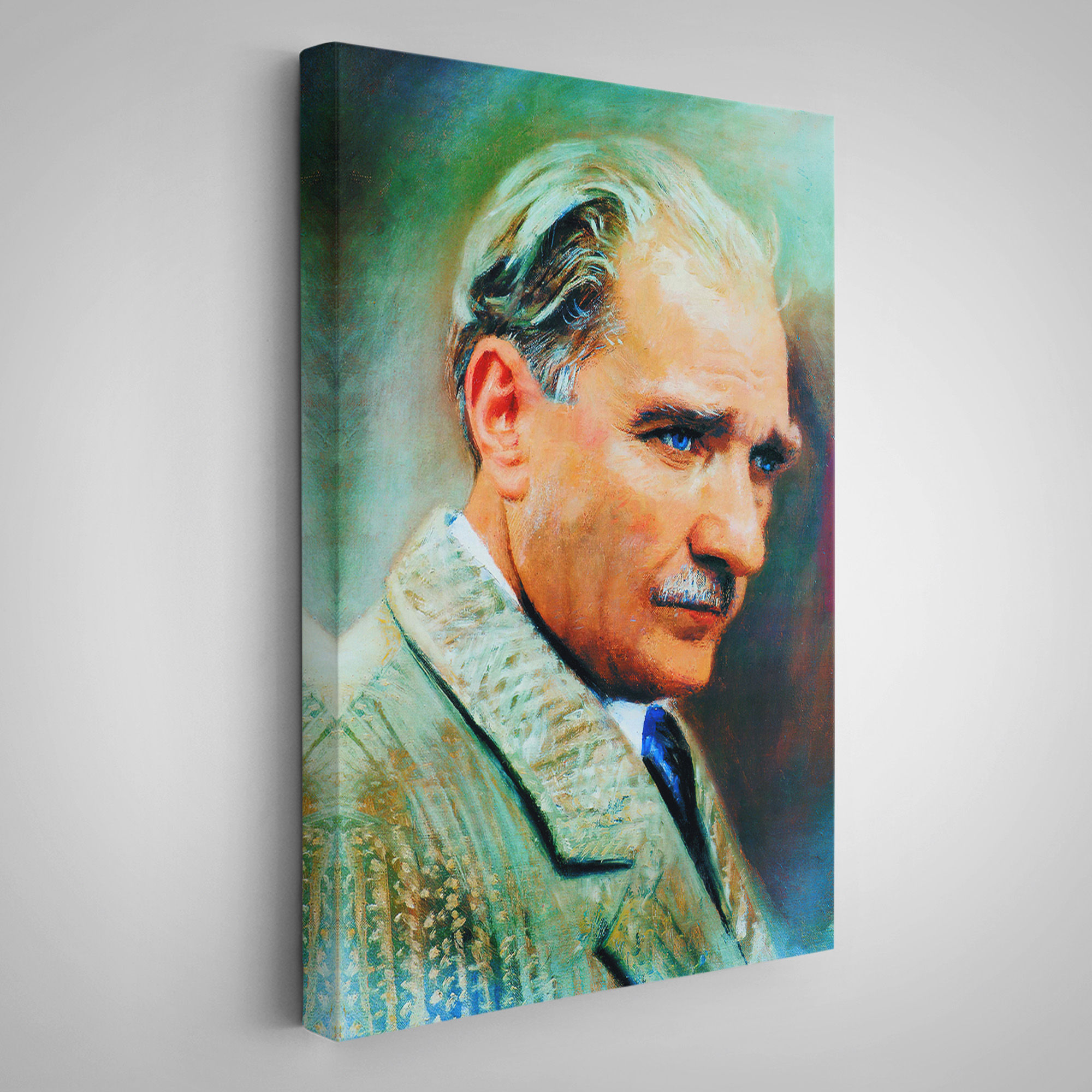 Atatürk Portre Tablosu Mustafa Kemal Atatürk Dikdörtgen Dekoratif Kanvas Tablo
