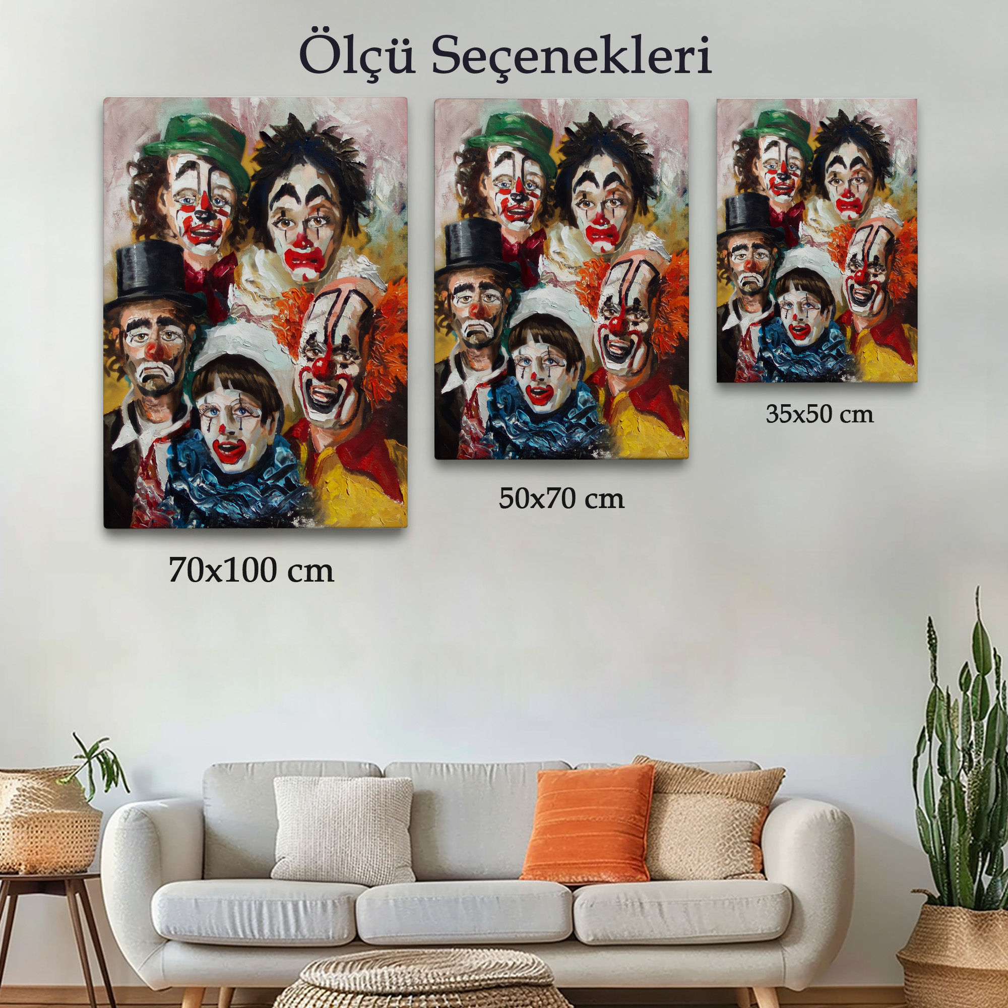 Mutsuz Palyaçolar Dekoratif Duvar Tablosu