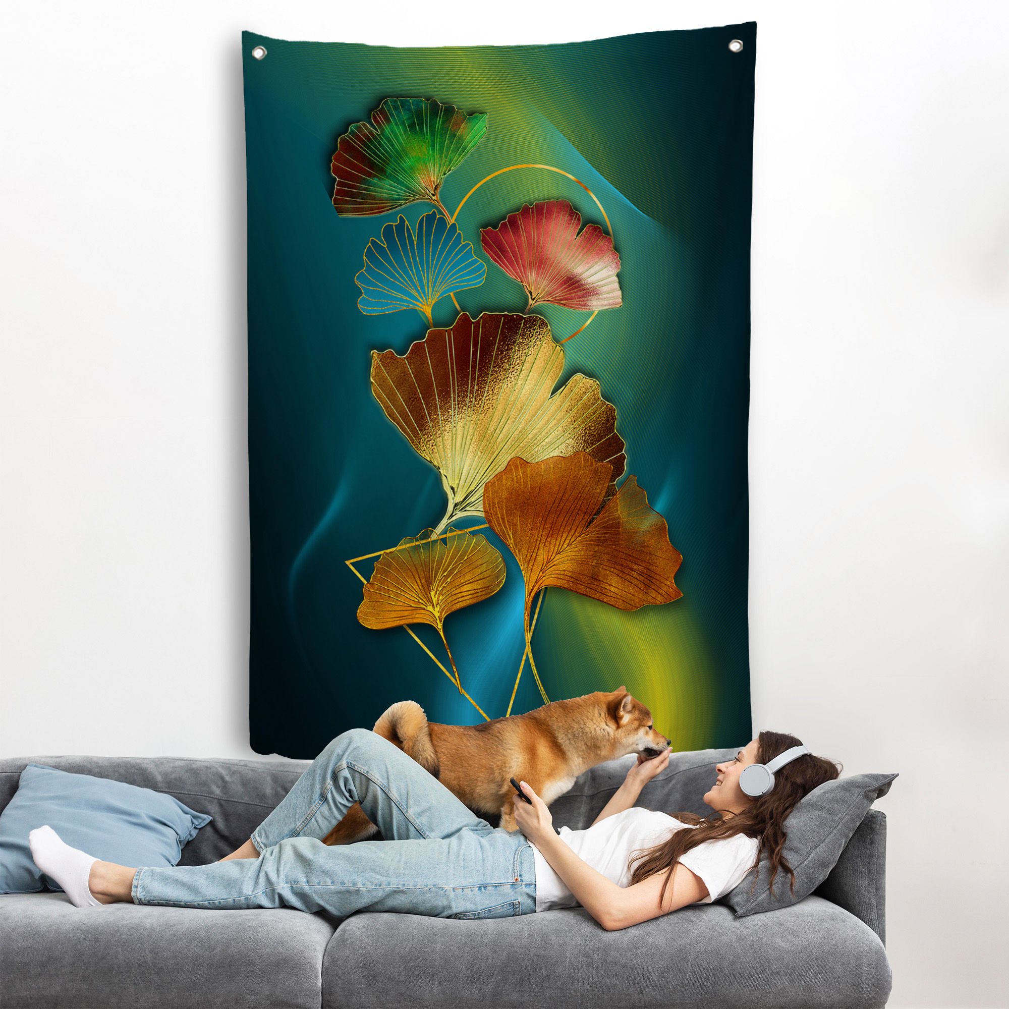 Renkli Altın Detaylı Örtüsü